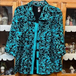 Ali Miles Black and Teal Jacket